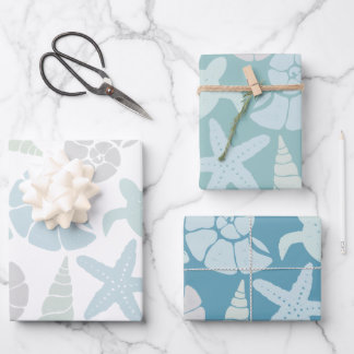 Seashell & Sea Turtle Pattern Geschenkpapier Set