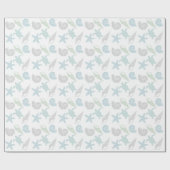 Seashell & Sea Turtle Pattern Weiß Geschenkpapier (Flach)