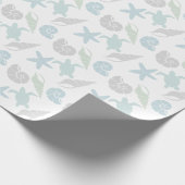 Seashell & Sea Turtle Pattern Weiß Geschenkpapier (Ecke)
