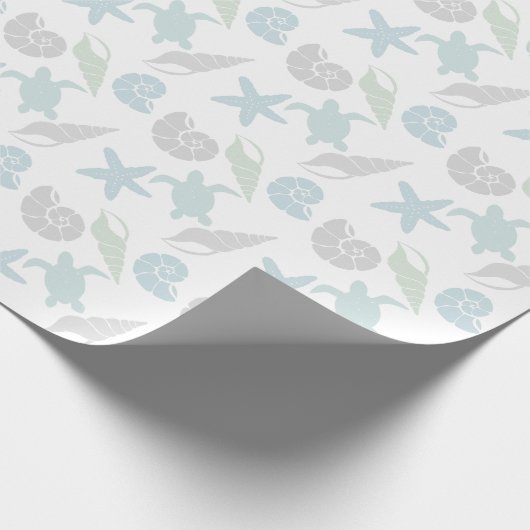 Seashell & Sea Turtle Pattern Weiß Geschenkpapier (Ecke)