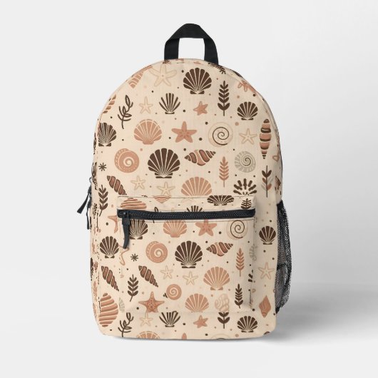 Seashell Seamless Pattern Bedruckter Rucksack (Vorderseite)
