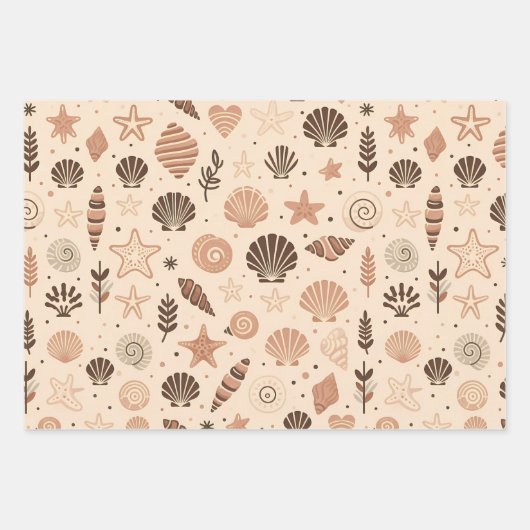 Seashell Seamless Pattern Geschenkpapier Set (Vorderseite 3)