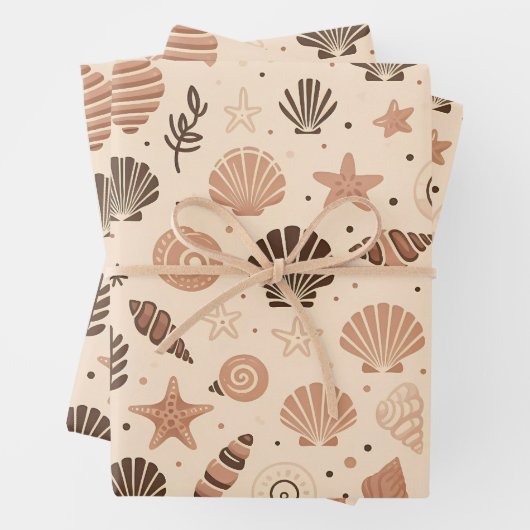 Seashell Seamless Pattern Geschenkpapier Set (Beispiel)