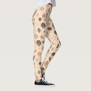 Seashell Seamless Pattern Leggings