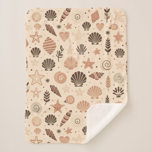 Seashell Seamless Pattern Sherpadecke (Vorderseite)