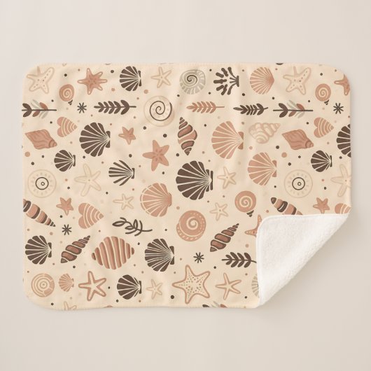 Seashell Seamless Pattern Sherpadecke (Vorderseite (Horizontal))