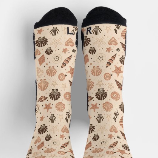 Seashell Seamless Pattern Socken (Oben)