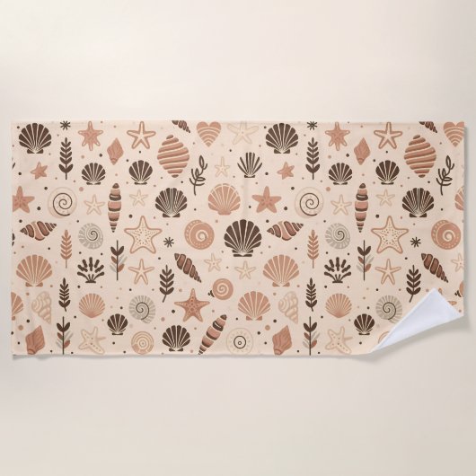 Seashell Seamless Pattern Strandtuch (Vorderseite)