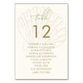 Seashell Seating Chart Names Coastal Wedding Sign Tischnummer (Rückseite)