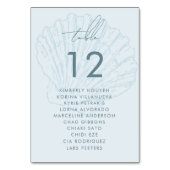 Seashell Seating Chart Names Coastal Wedding Sign Tischnummer (Rückseite)