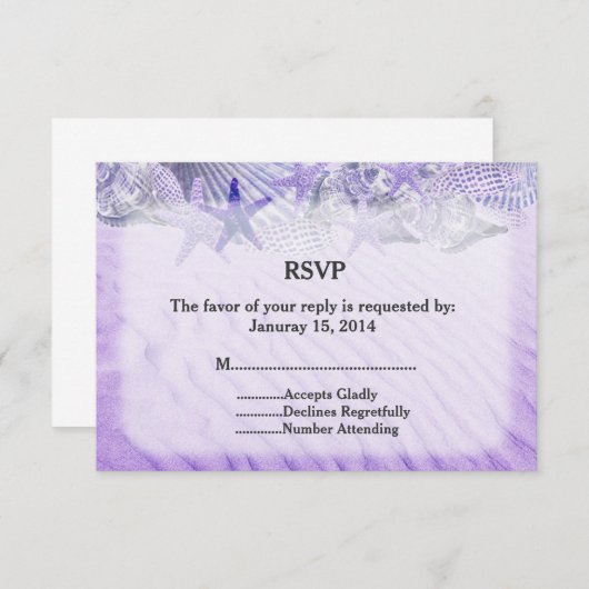 Seashell Seesterne Hochzeit RSVP seashell1 (Vorne/Hinten)