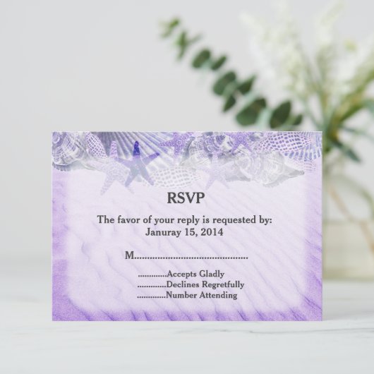 Seashell Seesterne Hochzeit RSVP seashell1 Karte (Stehend Vorderseite)