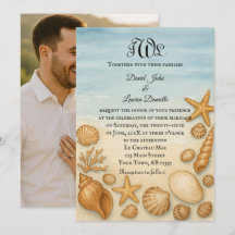 Seashell Serenade Foto Wedding Einladung