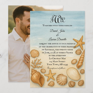 Seashell Serenade Foto Wedding Einladung