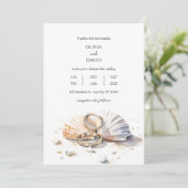 Seashell Shore Hochzeit Einladung (Stehend Vorderseite)