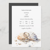 Seashell Shore Hochzeit Einladung (Vorne/Hinten)