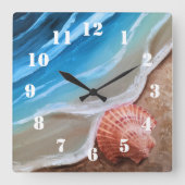Seashell Shore Quadratische Wanduhr (Vorderseite)