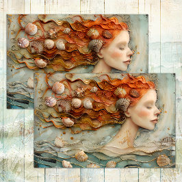 SEASHELL SIREN DECOUPAGE TISSUPAPIER SEIDENPAPIER