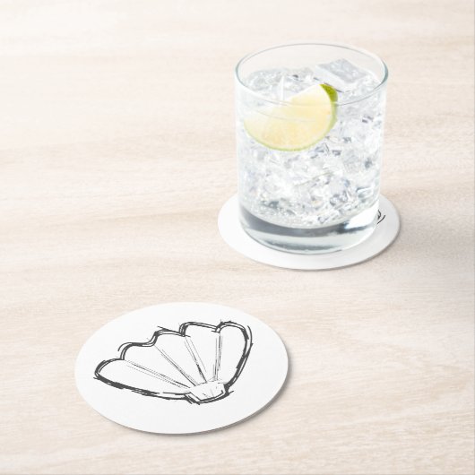 Seashell Sketch Runder Pappuntersetzer (Vor Ort)