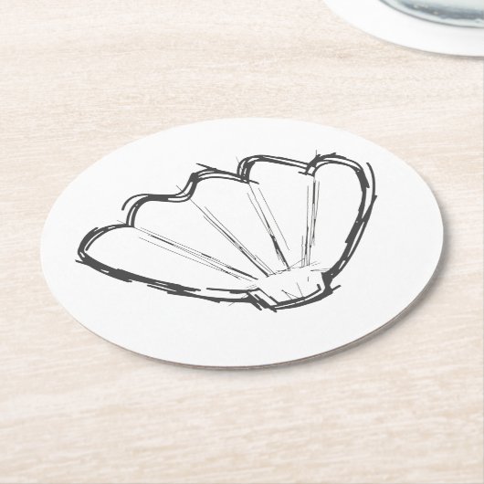 Seashell Sketch Runder Pappuntersetzer (Angewinkelt)