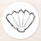 Seashell Sketch Runder Pappuntersetzer (Vorderseite)