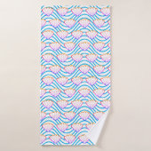 Seashell Sketch weiß und blau Wellenmuster Badehandtuch (Badehandtuch)