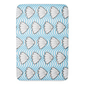 Seashell Sketch weiß und blau Wellenmuster Badematte (Vorderseite Vertikal)