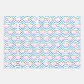 Seashell Sketch weiß und blau Wellenmuster Geschenkpapier Set (Vorderseite)