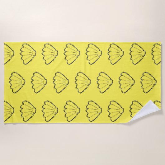 Seashell Sketch Zeichnend Muster Strandtuch (Vorderseite)