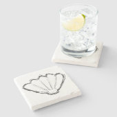 Seashell Sketch Zeichnend Steinuntersetzer (Seitenansicht)