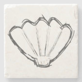 Seashell Sketch Zeichnend Steinuntersetzer (Vorderseite)
