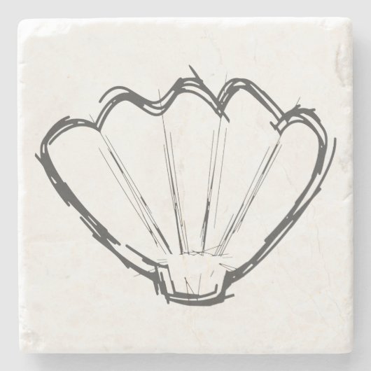 Seashell Sketch Zeichnend Steinuntersetzer (Vorderseite)
