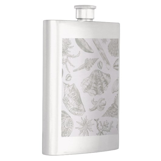 Seashell Soft Antique Art Beach Muscheln Flachmann (Rechts)