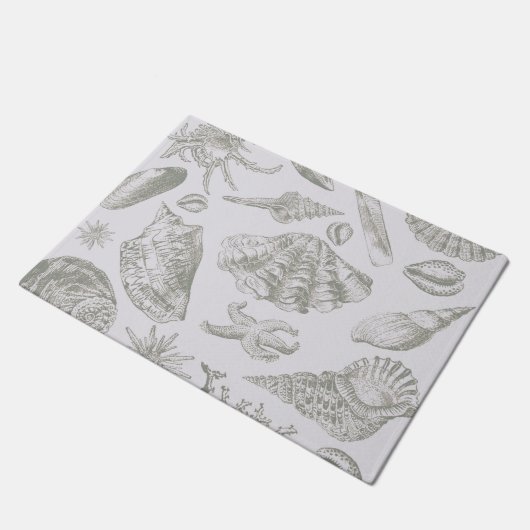 Seashell Soft Antique Art Beach Muscheln Fußmatte (Schrägansicht)