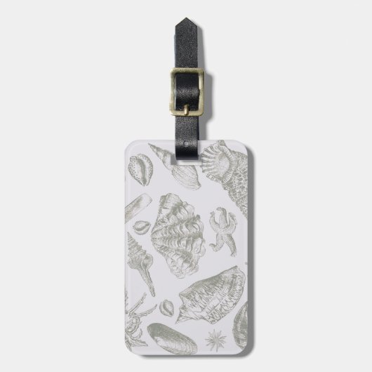 Seashell Soft Antique Art Beach Muscheln Gepäckanhänger (Vorderseite vertikal)