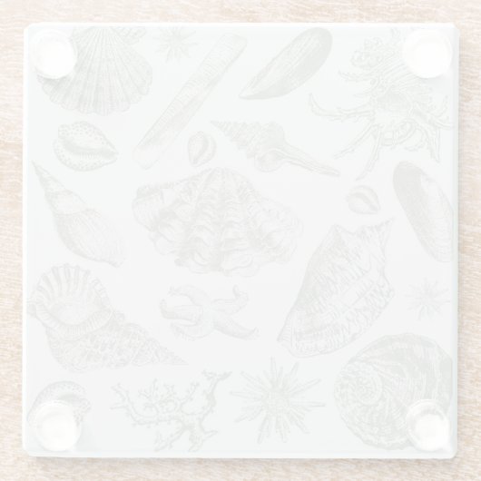 Seashell Soft Antique Art Beach Muscheln Glasuntersetzer (Rückseite)