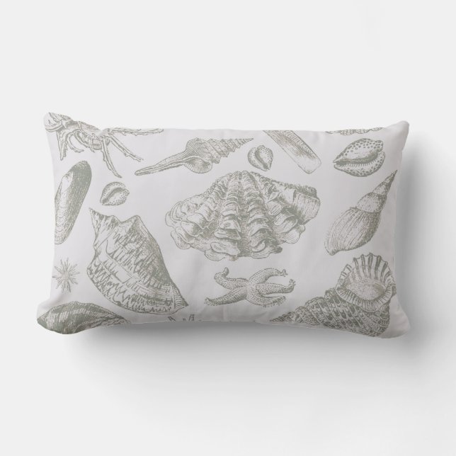 Seashell Soft Antique Art Beach Muscheln Lendenkissen (Vorderseite)