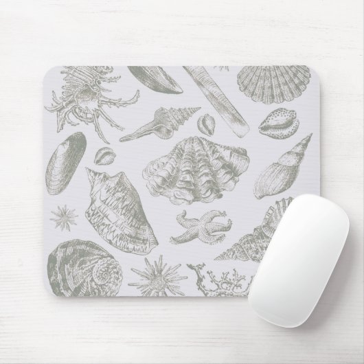 Seashell Soft Antique Art Beach Muscheln Mousepad (Mit Mouse)
