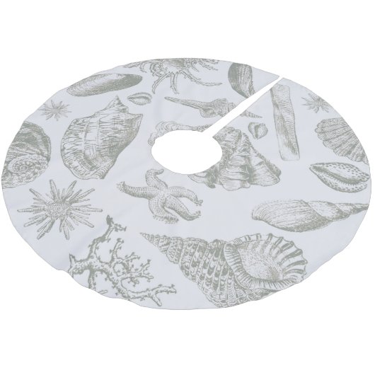 Seashell Soft Antique Art Beach Muscheln Polyester Weihnachtsbaumdecke (Schrägansicht)