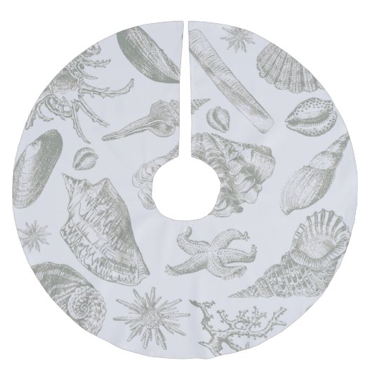 Seashell Soft Antique Art Beach Muscheln Polyester Weihnachtsbaumdecke (Vorderseite)