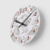 Seashell Soft Antique Art Beach Muscheln Runde Wanduhr (Winkel)
