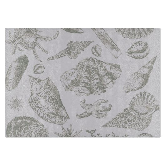 Seashell Soft Antique Art Beach Muscheln Schneidebrett (Vorderseite)