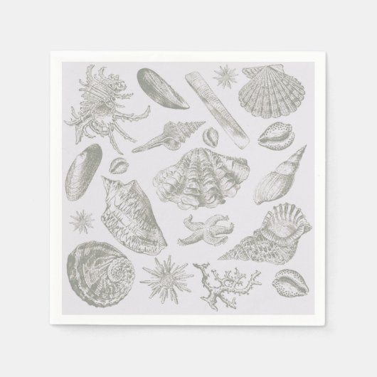 Seashell Soft Antique Art Beach Muscheln Serviette (Vorderseite)