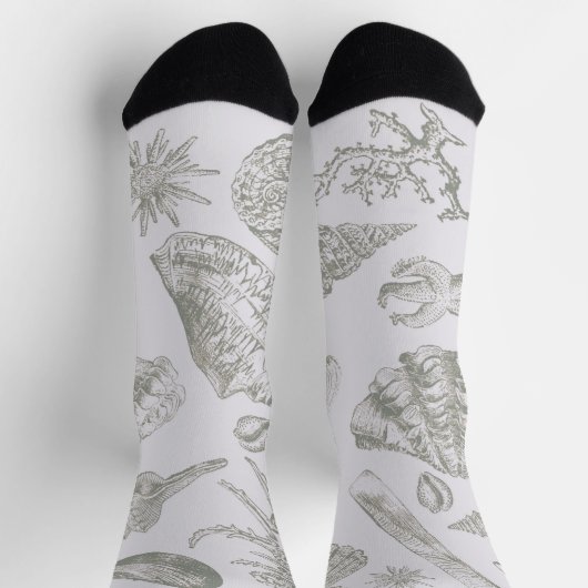Seashell Soft Antique Art Beach Muscheln Socken (Oben)