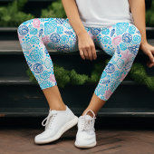 Seashell Sommer in Rosa und Blauer Ozean Capri Leggings