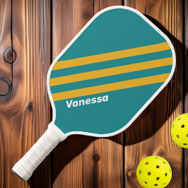 Seashell Sonnenaufgangsstreifen mit Namen Pickleball Schläger