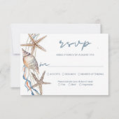 Seashell Starfish Beach Hochzeit - Auswahl RSVP Karte (Vorderseite)