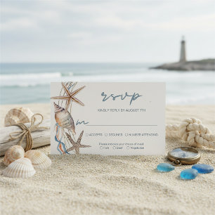Seashell Starfish Beach Hochzeit - Auswahl RSVP Karte