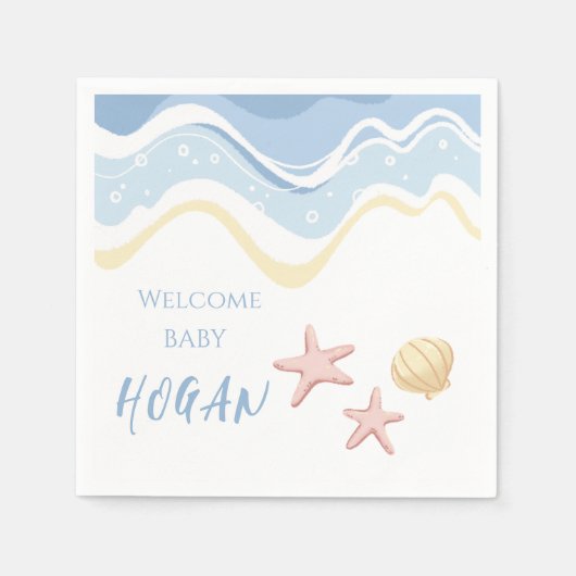 Seashell Starfish Beach Themed Party Napkins Serviette (Vorderseite)