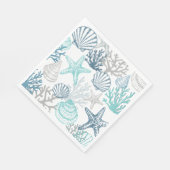 Seashell Starfish Muster blau und Aquamarin Serviette (Ecke)